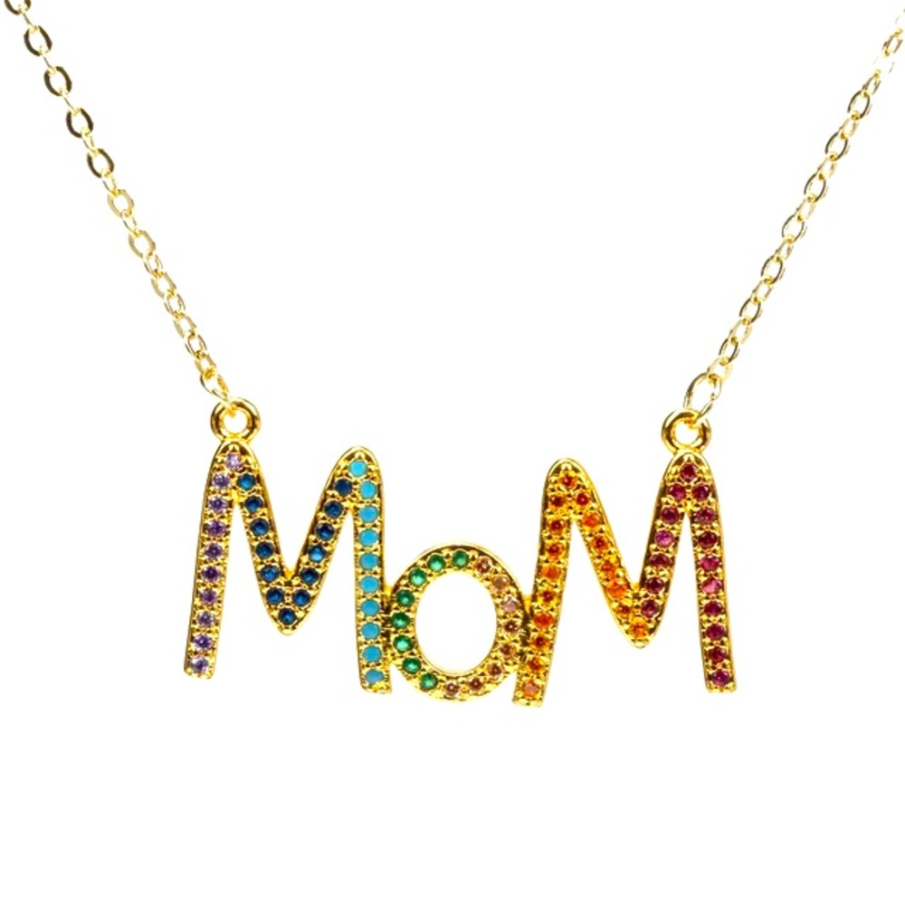 Multicolor MOM Pendant Stainless Steel Necklace